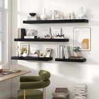 Heimlove 36 Inch Floating Shelves for Wall Set of 2,Black Wall Shelves for Storage & Decor - Heavy Duty with Invisible Brackets,Perfect for Living Room,Bedroom,Home Office