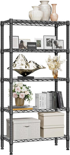 1250 lbs 5 Tier Shelf Metal Storage Shelves Shelving Wire Rack Heavy Duty Closet Organizers for Garage Kitchen Bathroom Laundry Black 13.8" D x 29.5" W x 59.5" H
