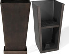 LA JOLIE MUSE Tall Outdoor Planters Set of 2, 20 inch Large Tapered Square Planters for Indoor/Outdoor Plants, Large Outdoor Flower Pots for Front Door, Patio and Deck