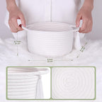 Small Gift Basket Empty to Fill – SweetMemo Cute Woven Organizer Baskets with cellophane wrap for Kids, Baby Shower, Office, Bathroom, Bedside – Little Decor Cotton Rope Bin with Handles - White