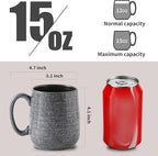 Hasense Dark Grey Coffee Mugs Set of 4, 12oz Ceramic Coffee Cups, Latte Mug with Large Handle for Coffee, Tea, Milk and Hot Cocoa,Easy Hold & Clean, Dishwasher & Microwave Safe