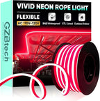 GZBtech Flexible LED Neon Rope Lights 33FT,AC 110-120V Waterproof Strip Light, 120 LEDs/M Cuttable Connectable Neon Lighting for Indoor Outdoor Home Decor/Commercial Building Use-Red 10M