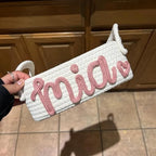 Personalized Baby Name Basket, Custom Woven Baby Shower Gift Basket with Cotton Rope Handle Baby Diaper Nursery Shelf Storage Basket Bin for Kids' Bedroom (Style 1)