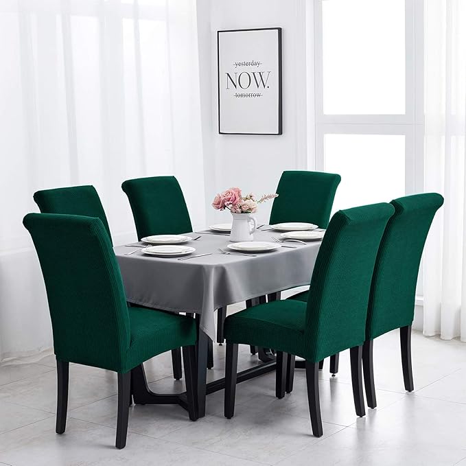Joccun Chair Covers for Dining Room Set of 8, Dining Chair Slipcovers Stretch Dining Room Chair Covers Seat Protector,Washable Parsons Chair Cover for Home,Hotel,Banquet(Hunter,8 Pack)