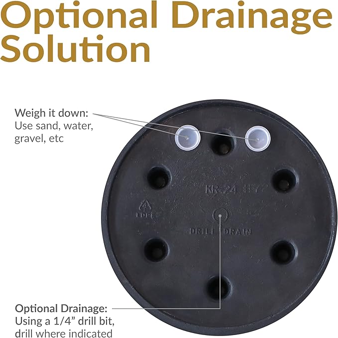 Sunnydaze 24-Inch Anjelica Large Plastic Pot for Plants - Outdoor Polyresin Round Planter with Drillable Drainage Holes - Rust - 4pk