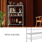 IZEUK 3400 LBS Garage Shelving Wide Storage Shelves 4 Tier Metal Shelves Heavy Duty Adjustable Utility Shelf Rack Chrome 17.7" D x 47.2" W x 70.4" H