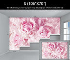 WFBHUA-Pink Floral Wallpaper Mural Peony Flower Wallpaper for Girls Bedroom Wall Murals(Not Peel and Stick)