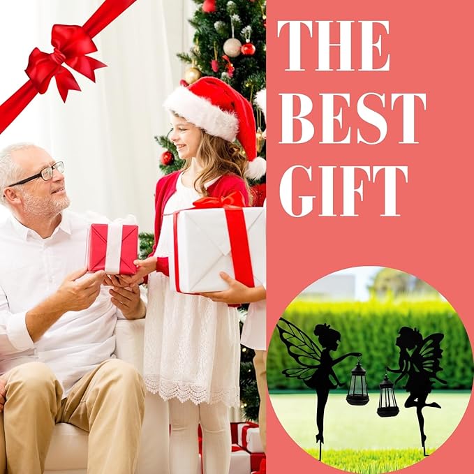 Solar Fairy Garden Decor Lights, 2 Packs, Metal Hanging Lanterns with Warm Solar Glow – Exquisite Gifts for Women, Mom, Friends (Fairy Hanging Lantern)