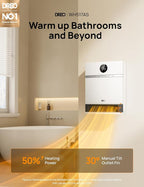 Dreo Smart Wall Heater, IP24 Electric Space Heater with ALCI Plug for Indoor Use, 30° Oscillation, Adjustable Thermostat, Remote Control, Works with Alexa, 24H Timer, Easy-mounted Heater for Bathroom