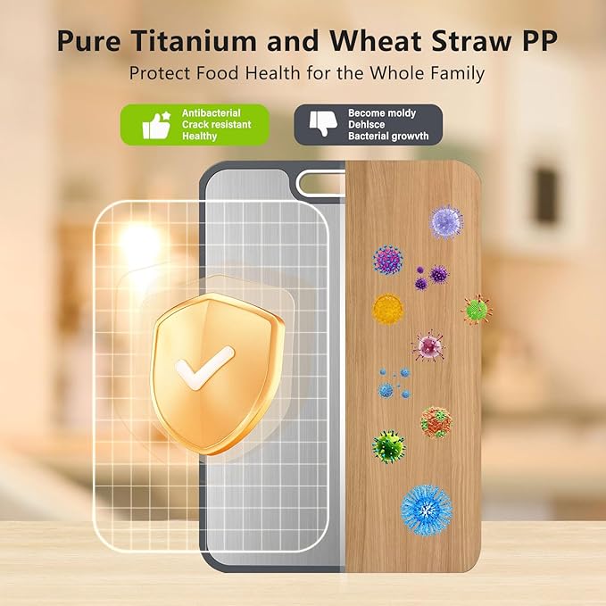 FIRE HIVE Pure Titanium & Platycodon Cutting Board - Double-Sided Large Kitchen Board, 16x11 Inch, Multi-Functional & Safe Cleaning Surface