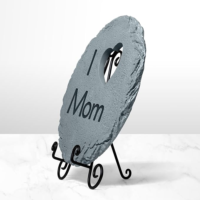 Let's Make Memories Personalized Garden Stone - Resin - Custom Garden Décor - Round Stone with Heart Cutout - for Dad - for Father's Day