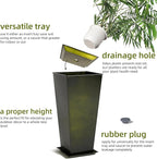 KOL 28''H. Tall Metal Planter with Saucer, Galvanized Steel Glazed Planter Pots with Drainage Hole for Indoor & Outdoor Use, Set of 2, Decorative Flower Plant Pots for Front Porch, Patio, Deck - Green
