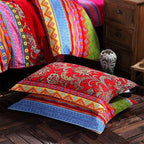 ABREEZE Bohemian Duvet Cover Set Colorful Red Boho Retro Bedding Set Damask Paisley Cotton Duvet Cover Tribal Reversible Bedding Exotic Style Comforter Cover 3-Piece Full