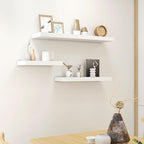 Fun Memories Deep Floating Shelves - 16" W x 9" D x 1.6" H Rustic White Wall Shelf - Wall Mounted Shelves for Storage - Wooden Shelves with Invisible Brackets for Living Room, Farmhouse - Set of 2