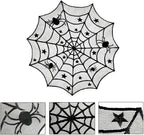 Lulu Home Halloween Table Cover, Round Black Spider Web Halloween Table Toppers for Festival Party Decoration