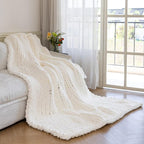 Chunky Knit Blanket - Luxury Soft Cozy 50 * 60 Throw Blanket,100% Woven Blanket Rope Knot Throw Blanket for Couch, Sofa, Home Decor, Gift - Machine Washable（Milk White）