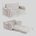 Kids Extra Wide Chairs for Toddler, 2-in-1 Toddler Soft Sherpa Couch Fold Out, Convertible Sofa to Lounger for Girls and Boys, Grey