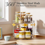 LAMU 2 Pack 10.6'' 2-Tier Lazy Susan Turntable Organizer Rotating Spice Rack Organization for Cabinet, Kitchen, Pantry, Countertop, Bathroom, Vanity, Makeup Organizer, Clear