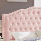 24KF Upholstered Button Tufted King Size Headboard with Nailhead Trim, Elegant Boucle Fabric California King headboard, 6031-K-Boucle-Pink