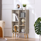 5 Cube Small Bookshelf - 3 Tier Mid-Century Modern Rustic Grey