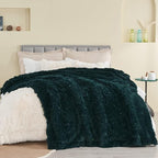 GONAAP Fuzzy Faux Fur Throw Blanket Twin Size Dark Teal Super Soft Cozy Plush Fuzzy Shaggy Blanket for Couch Sofa Bed (Dark Teal, Twin(60"x80"))