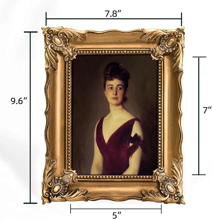 5x7 Vintage Picture Frame with Embossed Flower Design, Ornate Gold Frame for 5x7 Pictures, Hand-Crafted Resin Antique Frames for Tabletop & Wall Hanging, Home Decor (Bronze)