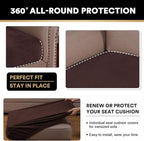 PrinceDeco Velvet Couch Cushion Cover Soft Stretch Cushion Slipcover for Chair Loveseat Sofa Cushion Furniture Protector Seat Cushion Sofa Cover (2 Piece Large Sofa Cushion Covers, Brown)