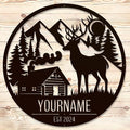 Personalized Deer Forest Name metal Signs,Custom Shed Metal Wall Decor,Black Deer Metal Wall Art Decor,Deer Home Metal Signs Plaques,Outdoor wall Decorative Signage (Style B)