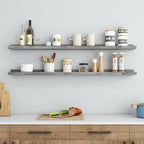 48 Inch Long Floating Shelves for Wall, Solid Pine Wood Picture Ledge Shelves with Lips, Nursery Book Shelves for Toys Storage Living Room Bedroom Photo Frames (2 Pcs, Grey)