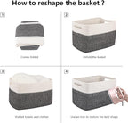 OIAHOMY 4 Pack Storage Baskets for Organizing, Basket for Shelves with Handle, Woven Baskets for Storage Toys, Towels, Books, Cotton Rope Basket 13" L x 9 " W x 7.8 " H, Black & White