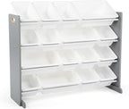 Humble Crew Supersized Toy Storage Organizer with 16 Removable Bins, Grey/White – Large Toy Storage for Toddlers Ideal for Kids' Rooms, Playrooms, and Nurseries - Modern Toy Bins for Kids