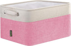 BALEINE 1 Pack Fabric Storage Bins for Shelves, Linen Storage Baskets for Organizing, Decorative Closet Bins for Clothes, Home (Pink, 12"x8"x8")