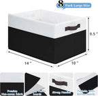 Criusia 8 Pack Large Storage Baskets for Room Organization, Multi-Purpose Bins for Closet, Shelves, Kitchen, Office, Decorative Fabric Foldable Storage Boxes with Handles (14L*10W*9.5H)