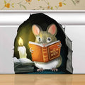 Mouse Reading Book, Wall Decor Sticker Decal, Kids Room, Classroom, Home, Bedroom, Bookcase, Book Lover, of Mice and Men, Children, Adorable, (Mouse Reading Book)