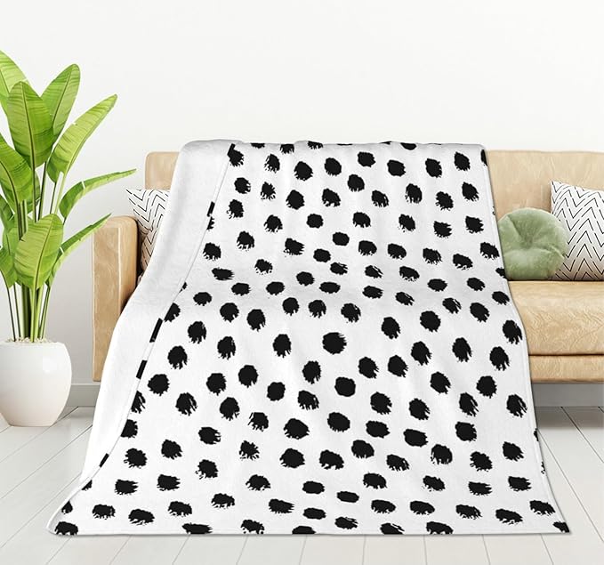 HGOD DESIGNS Polka DotsBlanket, Super Soft Brush Strokes Dots Throw Blanket 50"x60" Blanket for Bed Couch Chair Fall Winter Camping Living Room Office