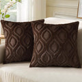 decorUhome Throw Pillow Covers 22x22 Inch Set of 2, Soft Plush Decorative Faux Fur Dark Brown Solid Couch Pillow Covers, Accent Farmhouse Neutral Square Euro Pillow Cases for Sofa Bed Living Room
