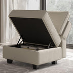 Belffin Storage Ottoman Module for Modular Sectional Sofa Square Seat Cube Velvet Foot Stool Grey