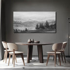 SOUGUAN Grey Pictures Wall Decor Forest Artwork Mountain Canvas Painting Landscape Wall Art Prints for Living Room Bedroom Home Hanging Decor 24x48 Inch
