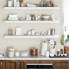 Floating Shelves - 10.3 Inch Deep Wall Shelf for Decor & Storage - Wall Mounted Display Shelving with Invisible Heavy-Duty Metal Bracket - 48" W x 10.3" D x 1.8" H - Set of 1 - Rustic White