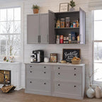FIMELLO 30" Laundry Room Cabinets Wall Mounted, Ashen Gray