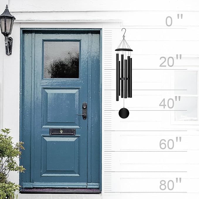 45'' Wind Chimes Outdoor,Memorial Wind Chime, Large Wind Chimes for Outside Deep Tone, Sympathy Gifts. Black