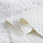 MarCielo 3-Piece 100% Cotton Oversized Bedspread Lightweight Quilt Coverlet Embroidery Farmhouse Bedding (Tf Bright White, Oversized Queen (100"x106"))
