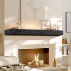 48x7x3 Fireplace Mantel - Solid Rustic Wood - Wall Mounted Floating Shelf with Invisible Heavy Duty Steel Bracket (Weathered Black)