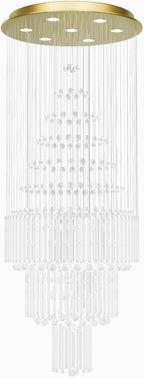 Flashing God D24''XH86'' Modern Foyer Chandelier for High Ceiling Raindrop Crystal Chandelier High Ceiling Pendant Light Fixture for Hallway Living Room (Gold Staircase Chandeliers)