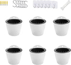 6 Pack White Hanging Planter Pots Self Watering Vertical Garden Wall Mount Window Hang Round Plastic Container Indoor Outdoor for Plants Flowers Succulent Kitchen Living Herbs Holder Decor(Large)