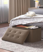 Storage Ottoman Bench, Folding Ottoman Foot Rest, 15 x 30 x 15 Inches, End of Bed Bench,Storage Chest, for Living Room, Bedroom, Hallway, Entryway, Brown