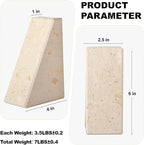 Marble Bookends for Heavy Books, Decorative Book Ends for Shelves, Beige Stone Durable and Heavy-Duty Book Ends for Hardback Books & CDS, Unique Book Stopper & Holder, Set of 2