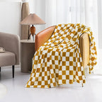 LOMAO Throw Blankets Flannel Blanket with Checkerboard Grid Pattern Soft Throw Blanket for Couch, Bed, Sofa Luxurious Warm and Cozy for All Seasons (Yellow, 50"x60")