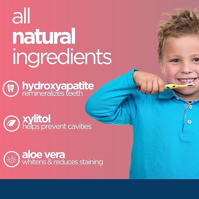 Wellnesse Kids Hydroxyapatite Toothpaste with Xylitol - Fluoride Free Toddler & Children's Natural Toothpaste, Freshens Breath, Sensory-Friendly Oral Care, Vegan, Strawberry Flavor, 4 oz (Pack of 3)