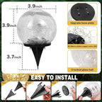Solar Garden Lights Outdoor Waterproof, 6 Pack Cracked Glass Ball Light, Ground Landscape Garden Decor, Solar Globe Decorative for Pathway/Patio/Lawn/Yard (Multicolor, 3.9")
